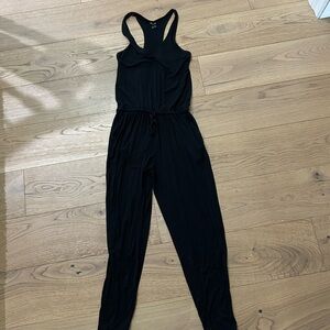 aerie Black Racerback Jumpsuit with Drawstring Waist
